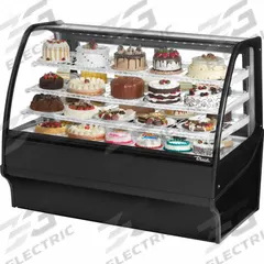 TRUE REFRIGERATION Refrigerated Merchandiser: 49 1/8 in x 59 1/4 in x 39 in, Black, Curved Glass (MPN TDM-R-59-GE/GE-B-W). Key specifications — attr1277723: TRUE REFRIGERATION; attr1277683: R-290; attr1277691: No; attr1277694: Black; attr1280716: Curved Glass; attr1280729: TDM.