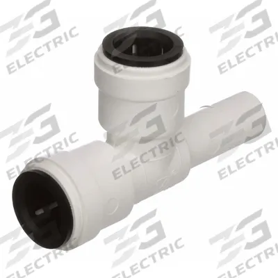 WATTS Push-Fit Tee Fitting: Tee, 3/4 in OD x 3/4 in OD x 1/2 in OD Size, Polysulfone - Polysulfone Push-to-Connect Tube Fittings