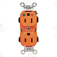 LEVITON Receptacle: Hospital Grade Fed. Spec., Duplex, 5-15R, Orange, 125V AC, 15 A, 2 Pole / 3 Wire (MPN 8200-IG)