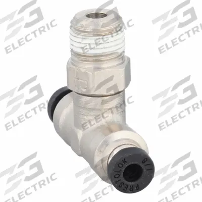 PARKER Push-Fit Tee Fitting: 1/8 in OD x 1/8 in OD x 1/8 in Pipe Size, Brass - Nickel-Plated Brass Tube Fittings