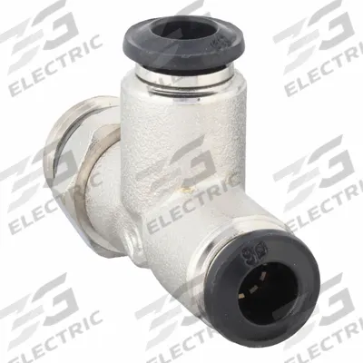AIGNEP USA Push-Fit Tee Fitting: 6 mm OD x 1/4 in Pipe x 6 mm OD Size, Nickel, Silver - Nickel-Plated Brass Tube Fittings