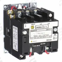 SQUARE D NEMA Magnetic Contactor: Non-Reversing, 3 Poles, NEMA Size 1, 27 A, 208V AC (MPN 8502SCO2V08). Key specifications — Brand: SQUARE D.