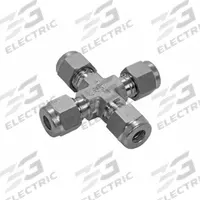 HAM-LET Compression Cross Fitting: 12 mm OD x 12 mm OD x 12 mm OD x 12 mm OD Fitting Size (MPN 7102L SS 12MM). Key specifications — Compatible Fitting Brands: Swagelok; Brand: HAM-LET.