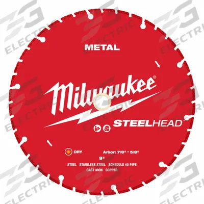 MILWAUKEE Diamond Saw Blade: Cast Iron/Ductile Pipe/Stainless Steel/Steel, 9 in Blade Dia. - Metal-Cutting Blades