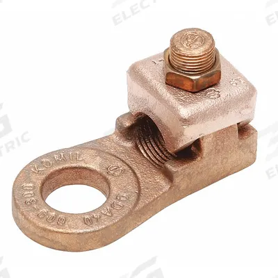 BURNDY Wire Connector: 1/0 AWG – 2/0 AWG Wire Sizes, 1/2 in Stud Size - Straight Mechanical Lugs