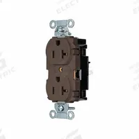 HUBBELL Receptacle: Duplex, 5-20, Brown, 125V AC, 20 A, 2 Pole / 3 Wire (MPN BR20ST)