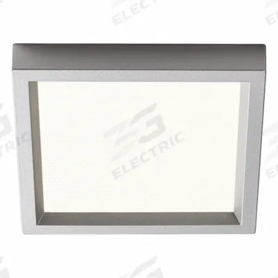 LIGHTOLIER Square Downlight: 4 in Dia, Silver, 5/8 in Ht, 650 lm, 2700K, 10 W - Low-Profile Square Surface-Mount Downlights