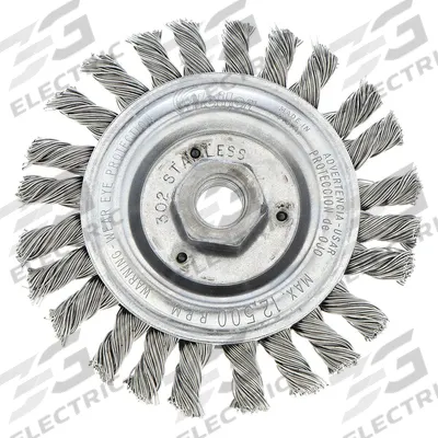 WEILER Wire Wheel Brush: Stainless Steel Stringer Bead, 5" Dia x 1/2" Wd, 5/8"-11 Arbor - Weld-Cleaning Brushes for Stainless Steel