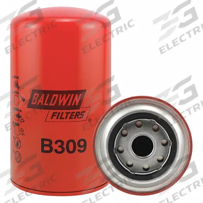 BALDWIN FILTERS Oil Filter: B309, 1-12 Thread Size, 7 3/8 in Overall Ht, 4 1/4 in Outside Dia - Spin-On Oil Filters