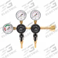 HARRIS Beverage Gas Regulator: For Beer Beverage, For Carbon Dioxide Gas, 2 Regulators, 2 Outlets (MPN 3005232). Key specifications — attr1099317: Carbon Dioxide; attr1099319: CGA 320; attr1099324: 5/16 in Barb; attr1134051: HARRIS; attr1134054: Primary Gas Regulator.