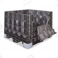 BUCKHORN Collapsible Bulk Container: 28.3 cu ft, 47 5/8 in x 44 5/8 in x 34 in, Lid Not Included (MPN BH4845342010000). Key specifications — Brand: BUCKHORN; Stackable: Stacking Capable; Shape: Rectangular; Runner Location: Long Side; Fork Entry: 4-Way Entry; Container Wall Type: Solid; Mobility: Stationary; Collapsible: Collapsible.