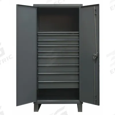 DURHAM MFG Storage Cabinet: 36 in x 24 in x 78 in, Swing Handle & Padlock Hasp - Industrial Shelf Cabinets with Drawers