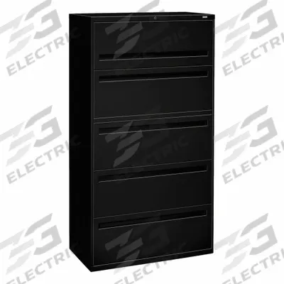 HON Lateral File Cabinet with Drawer: Black, 5 Drawers, 64 1/4 in Overall Ht - Lateral File Cabinets