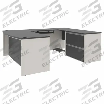 BESTAR U-Shaped Office Desk: Sandstone, 71 1/8 in Overall Wd, 92 5/8 in Overall Dp - Connexion Series