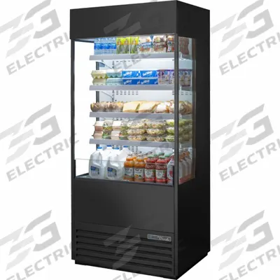 TRUE REFRIGERATION Refrigerated Merchandiser: 78 1/2 in x 36 in x 29 1/8 in, Black - Open Refrigerator Merchandisers