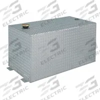 Transfer Tank: Silver, Rectangle, 100 gal Capacity, Aluminum, 0.125 ga Thick, Clearcoat (MPN 438000). Key specifications — For Use With: Diesel Fuel; Brand: CRESCENT JOBOX.
