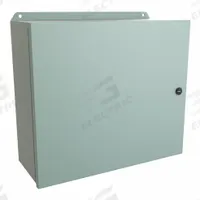 HAMMOND Electrical Enclosure: Steel, 14 in x 16 in x 6 in, NEMA 12/13/3R/4, w/Panel, Solid Cover (MPN EJ14166). Key specifications — Closure Method: Latches; Brand: HAMMOND; Knockouts: Not Included.