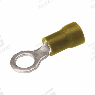 BURNDY Vinyl Ring Terminal For 12 - 10 AWG: Yellow, Vinyl Insulation, 1/4 in Stud Size - Insulated Ring Terminals