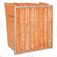 GRAINGER Pocket Air Filter: 24 in x 24 in x 12 in, MERV 11, Orange, Fiberglass, 8 Pockets (MPN 33E971). Key specifications — Display Sell UOM: EA; Brand: GRAINGER; Media Material: Fiberglass; Performance Rating: MERV 11.