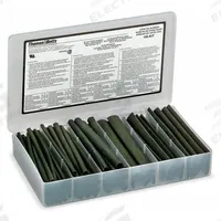 SHRINK-KON Heat Shrink Tubing Kit: 74 Pieces, 1/2 in/1/4 in/1 in/3/16 in/3/4 in/3/8 in, 2:1, 6 in (MPN HSKIT). Key specifications — I.D. Before Shrinking: 3/8 in; Shrink Ratio: 2:1; Length: 6 in; Includes: Plastic Storage Case; Color: Black; Use With Wire Size: 0.18 in to 1.00 in; Shrink Tubing Kit Type: Heat Shrink Tubing Kit; Brand: SHRINK-KON.