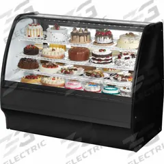 TRUE REFRIGERATION Refrigerated Merchandiser: 49 1/8 in x 59 1/4 in x 39 in, Black, Curved Glass (MPN TGM-R-59-SC/SC-B-W). Key specifications — attr1277723: TRUE REFRIGERATION; attr1277683: R-290; attr1277691: No; attr1277694: Black; attr1280716: Curved Glass; attr1280729: TGM.