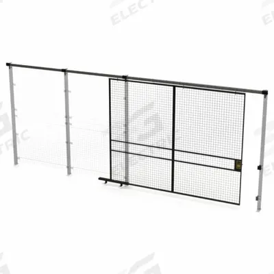 HUSKY RACK & WIRE Slide Door: 8 ft H x 10 ft W x 1 3/4 in D, Black - Husky Rack & Wire Quick-Assemble Woven-Wire Partition Components