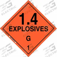 BRADY DOT Container Placard: 1.4 Explosives G 1, 10 3/4 in x 10 3/4 in, 10 3/4 in Label Ht, Placard (MPN 63331). Key specifications — Brand: BRADY; Message: 1.4 Explosives G 1.