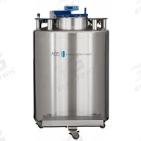 AMERICAN BIOTECH SUPPLY Cryogenic Storage System: 371 L Capacity, 34 in Overall Dia, Stainless Steel (MPN KVP-1). Key specifications — Brand: AMERICAN BIOTECH SUPPLY; Material: Stainless Steel; Includes: Folding Step.