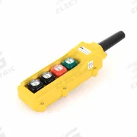 KH INDUSTRIES Pendant Control Station: (4) Push Buttons, 1NO/1NC, On/Off, NEMA 4/4X (MPN CPH04-B1D-000A). Key specifications — AC Contact Rating: 5 A @ 125/240 V; Action: Maintained/Maintained/Momentary/Momentary; DC Contact Rating: 2 A @ 24 V; Enclosure Material: Thermoplastic; Hub Style: Dead-End; Legend: On/Off; Operator Configuration: (4) Push Buttons; Brand: KH INDUSTRIES.