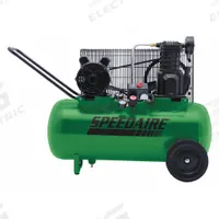 SPEEDAIRE Portable Air Compressor: Oil Lubricated, 15 gal, Horizontal, 2 hp, 5.5 cfm @ 90 psi, 15 A (MPN 52YM09). Key specifications — attr48686: Oil Lubricated; attr48685: 120V AC; attr48689: 4.90 cfm; attr48678: 15 A; attr48688: Wheels; attr48671: SPEEDAIRE; attr124308: Standard (75 dBA or more).
