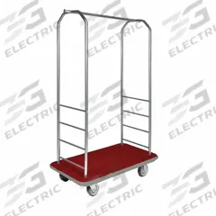 CSL Bellman Cart: 1 in Frame Dia, 43 in Overall Lg, 23 in Overall Dp, 72 1/2 in Overall Ht, Red (MPN 2099GY-050-RED). Key specifications — Brand: CSL; Frame Finish: Stainless Steel; Product Type: Bellman Cart; Caster Type: Polyurethane Swivel Casters.