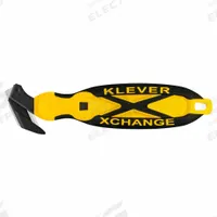 KLEVER Hook Cutter: 7 in Overall Lg, Oval Handle, Rubberized, Carbon Steel, Black/Yellow (MPN KCJ-XC-35Y-PT). Key specifications — attr307620: Black/Yellow; attr307617: Oval; attr307618: Rubberized; attr307619: Carbon Steel; attr307627: Includes Tape Splitter; attr324885: KLEVER.