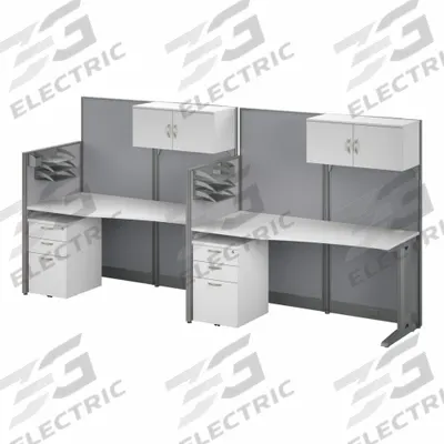 BUSH BUSINESS FURNITURE Modular Cubicle Workstation: 62 7/8 in Overall Ht, 129 in Overall Wd - Office Cubicles with Privacy Panels