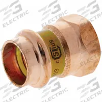 NIBCO Crimp Adapter Fitting: Straight, 3/4 in CTS x 3/4 in CTS x 3/4 in Pipe size, Press-fit x FNPT (MPN 9024950HPC). Key specifications — Brand: NIBCO; Broad - Material for Bullet: Copper Or Bronze; Brand - Broad: NIBCO.