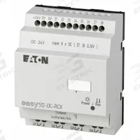 EATON Control Relay: (8) Digital, (4) Relay, 24/240V AC : 12/24V DC (MPN EASY-E4-UC-12RCX1). Key specifications — attr211240: EATON; attr1072668: Clock Included; attr1075941: (8) Digital; attr1075943: (4) Relay.