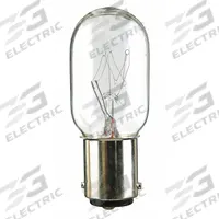 APPROVED VENDOR Incandescent Bulb: Incandescent, Double Contact Bayonet (BA15d), (T) Tubular, T7 (MPN 15T7DC-120V). Key specifications — Light Color: White; Trade Number: 15T7DC-120V; Voltage: 120V AC; Brand: APPROVED VENDOR; Bulb Shape: T7.