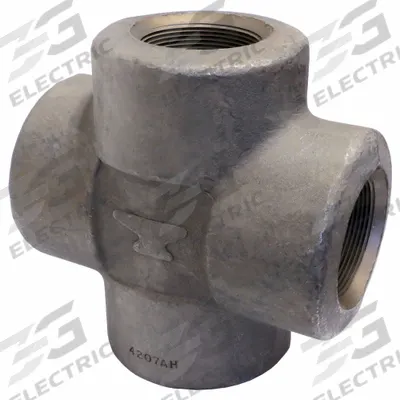 ANVIL Metal Pipe Cross: 3 in x 3 in x 3 in x 3 in, Steel, Class 6000, 8 3/8 in Lg - Threaded High-Pressure Pipe Fittings