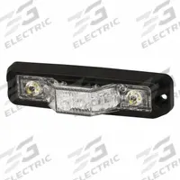 ECCO Warning Light: Perimeter Flashing Warning Light, Amber/Blue, 1 5/16 in Overall Wd, LED (MPN ED3777AB). Key specifications — Operating Voltage: 12-24V DC; Number of Flash Patterns: 69; Includes: Mounting Hardware; Electrical Connection: Blunt Cut Wires; Mount Type: Bolt; Brand: ECCO; Shape: Rectangular.