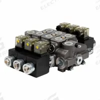 HYDRO CUSTOM Hydraulic Directional Control Valve: Four-Way / Three Positions, 13 gpm Flow Rate - Max (MPN 228186). Key specifications — Actuation Mechanism: Electrical; Port Connections: Inlet; Spool Action: Spring Center To Neutral; Work Connection Size: #8; Work Connection Type: SAE O-Ring Boss; Brand: HYDRO CUSTOM; Pressure Connection Size: #10.