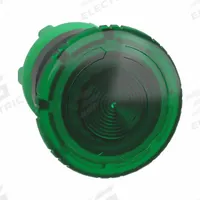 SCHNEIDER Mushroom Head Push Button: Green, 22 mm Mounting Size, Non-Metallic, Maintained (MPN ZB5AW733). Key specifications — Brand: SCHNEIDER; Action: Maintained; Series: XB5; Push Button Material Type: Non-Metallic.