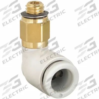 SMC Push-Fit Elbow Fitting: 4 mm OD x 6 mm Pipe Size, Push-to-Connect x Metric - Polybutylene & Brass Tube Fittings
