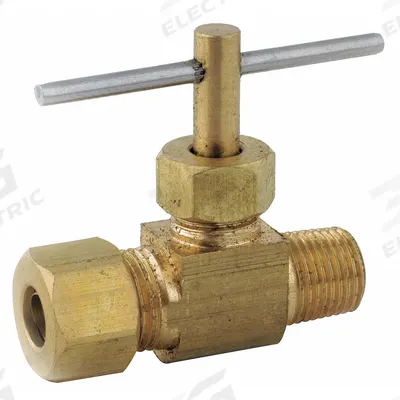 APPROVED VENDOR Needle Valve: Inline Valve Body, Brass, 1/4 in Pipe Size, Compression x MNPT - Brass Straight-Body Needle Valves
