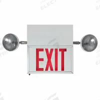 STEEL Combo Exit Sign - Extended Run Time: White, 2 Faces, Red, LED, Remote Capable, 5.1 W Lamp Watt (MPN L2ETXFL2RWW-U). Key specifications — Voltage: 120/277V AC; Self Diagnostics: No; Housing Color: White; Brand: BIG BEAM; Directional Indicators: Universal Field Selectable Chevrons; Lighting Technology: LED; Remote Capable: Yes; Text Color: Red.