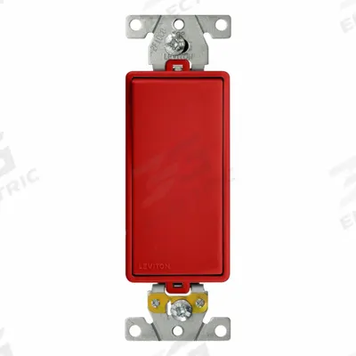 LEVITON Wall Switch: Rocker Switch, 3-Way, Maintained, Red, 120/277V AC - Rocker Wall Switches