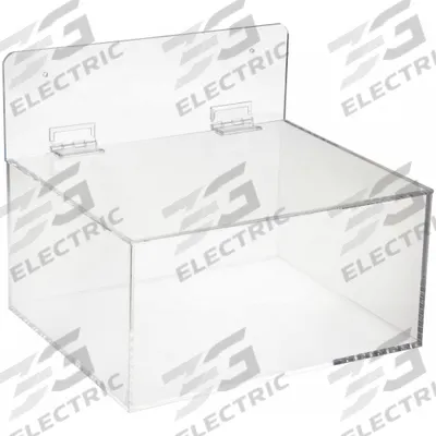 CONDOR All Purpose Dispenser: Table/Wall, 11 1/2 in x 11 1/2 in x 9 1/2 in, Acrylic - Hinged Top Dispensers for Bulk Protective Clothing