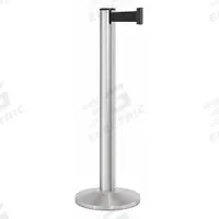 LAVI Barrier Post with Belt: Black, No Pattern, No Legend, 15 ft Belt Lg, Silver, 15 ft x 2 in (MPN 50-3100A/SA/BK). Key specifications — Base Material: Steel; Belt Color: Black; Brand: LAVI; Post Material: Aluminum; Post Color: Silver; Message: No Legend.