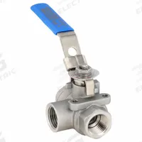 APPROVED VENDOR Manual Three-Way Ball Valve: 1/2 in, 316 Stainless Steel, L Flow, FNPT x FNPT x FNPT (MPN G-SSTW-50). Key specifications — Brand: APPROVED VENDOR; Handle: Locking Lever.