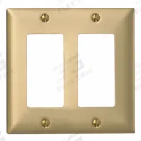 HUBBELL Wall Plate: Decorator-Rocker, 2 Gang, Brass, Std Size (MPN SB262). Key specifications — Brand: HUBBELL; Material: Brass.