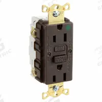 HUBBELL GFCI Receptacle: Hospital Grade, Duplex, 5-15R, Brown, GFCI, 125V AC, 15 A, 2 Pole / 3 Wire (MPN GFR82)