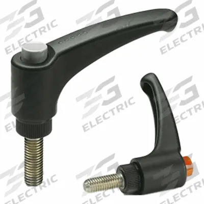 ELESA Adjustable Handles: Black Cap, Plastic w/ SS Thread, M6 Thread, 30 mm Thread Lg - Teardrop-Style Colored-Cap Adjustable Handles with Threaded Stud